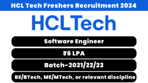 HCL Tech Freshers Recruitment 2024