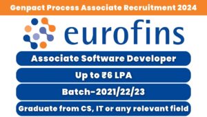 Eurofins Associate Software Developer Recruitment 2024