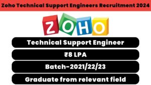 Zoho Technical Support Engineers Recruitment 2024