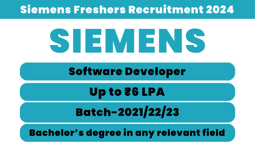 Siemens Freshers Recruitment 2024 Hiring Candidate As Software